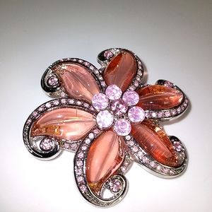 Pink flower brooch